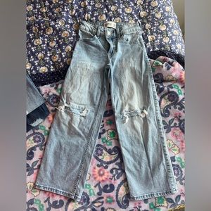 Girls Abercrombie high rise wide leg Jean 5/6 Long